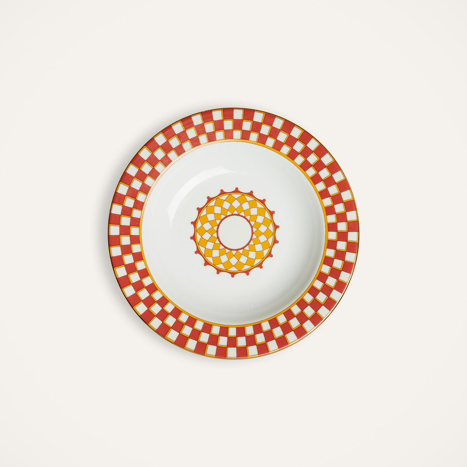 La Doublej Geometric-print Porcelain Dessert Plate (set Of Two) In Apollo Brick